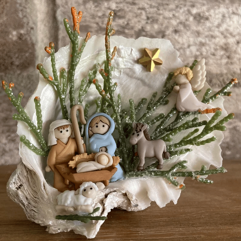 🎅2025 EARLY CHRISTMAS SALE -49% OFF🎁 - Handmade Nativity In An Oyster Shell Statue