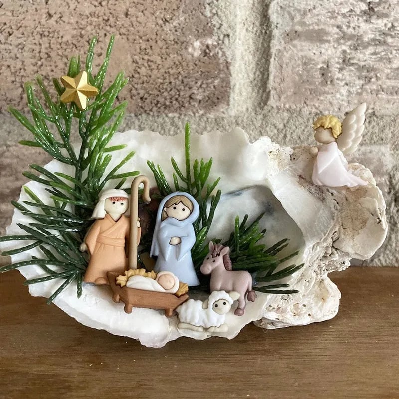 🎅2025 EARLY CHRISTMAS SALE -49% OFF🎁 - Handmade Nativity In An Oyster Shell Statue