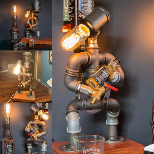 Firefighter Wine Dispenser Handmade Pipeman Liqure Whiskey Pourer Gift LampShade