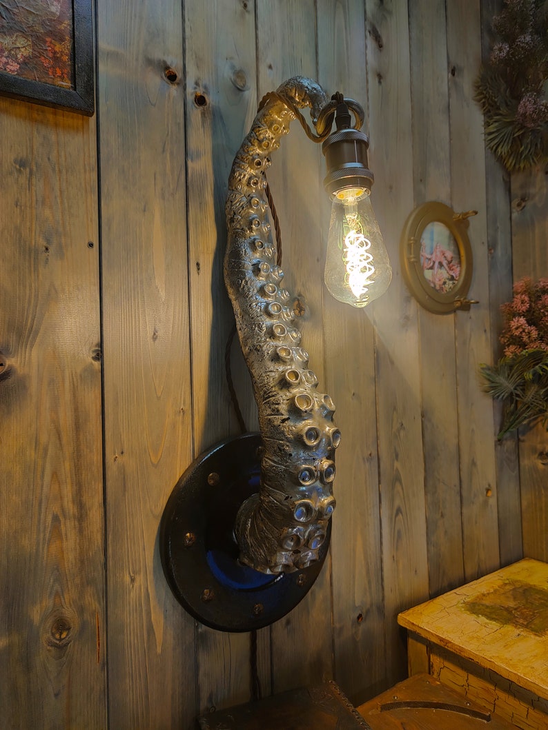 Tentacle Lamp Unique MetalChrome Lighting, Artistic Octopus Design, Perfect for Home Decor or Quirky Gift image 2