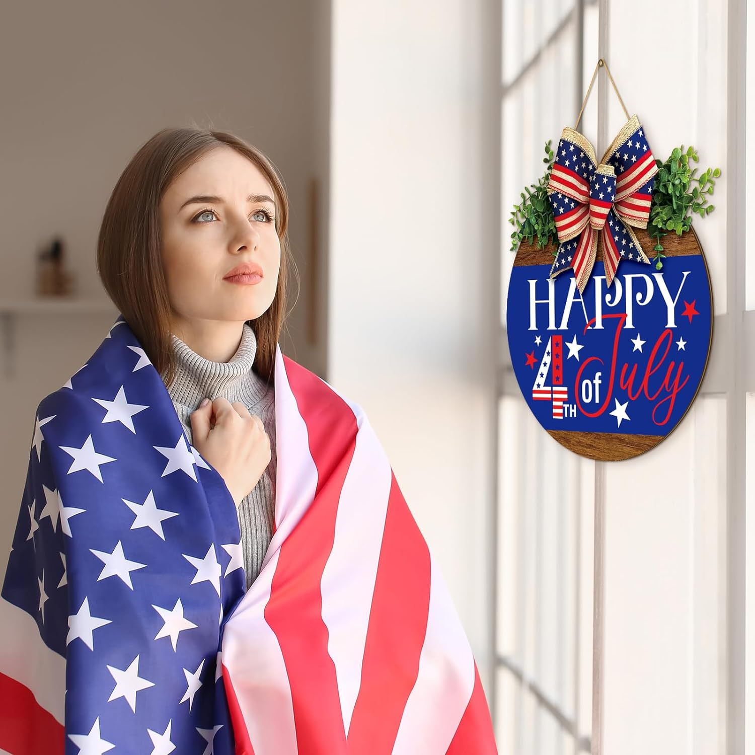 Fourth of July Front Door Wreath Decor