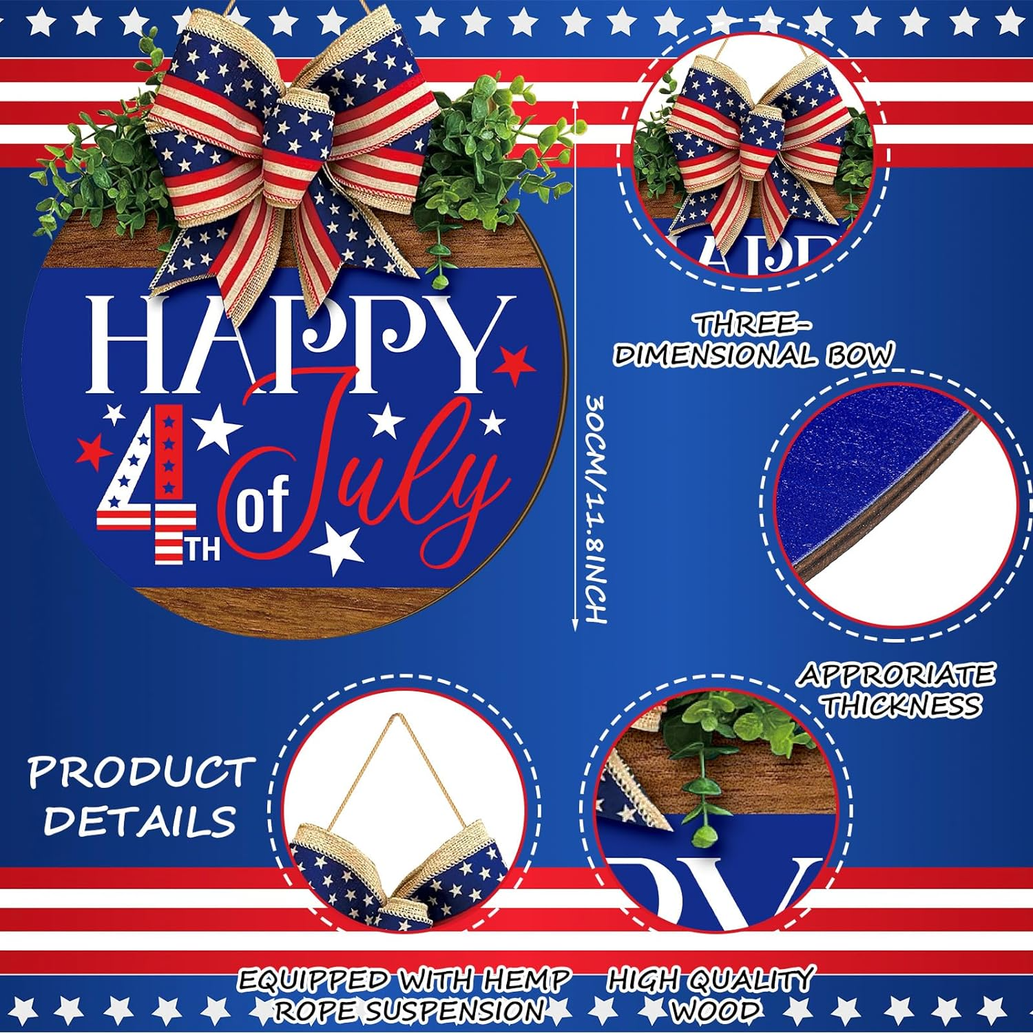 Fourth of July Front Door Wreath Decor