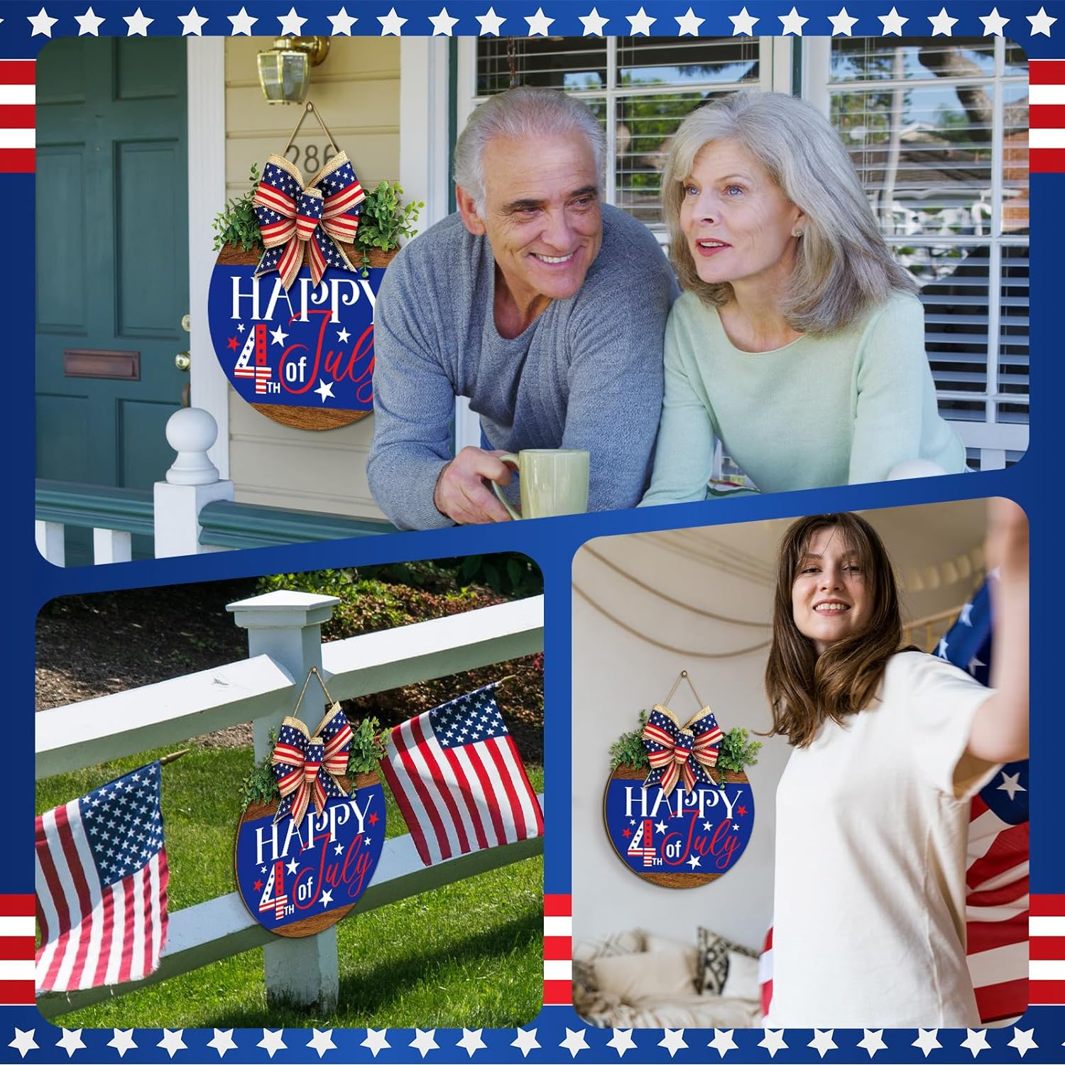 Fourth of July Front Door Wreath Decor