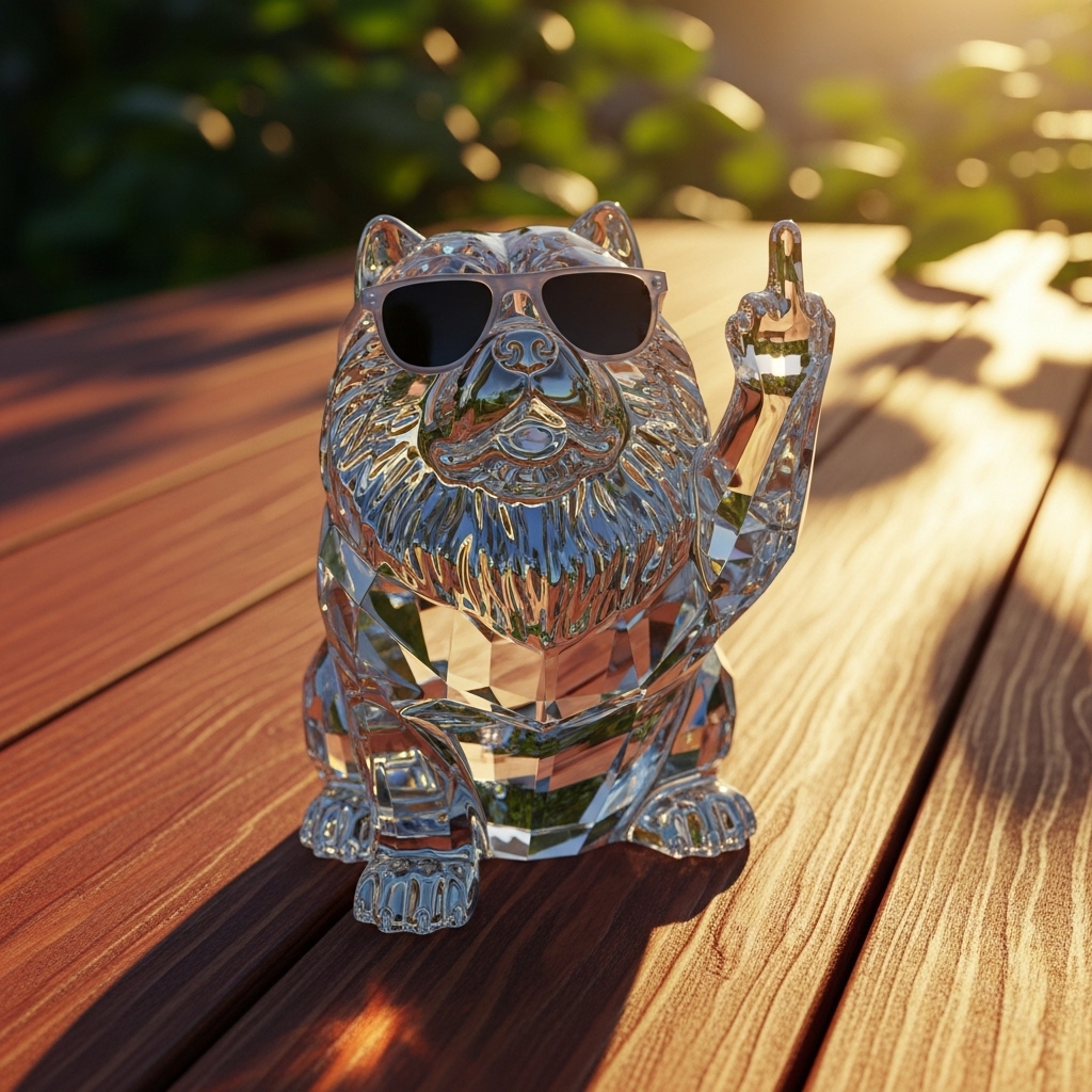 Crystal Middle Finger Dog Figurine