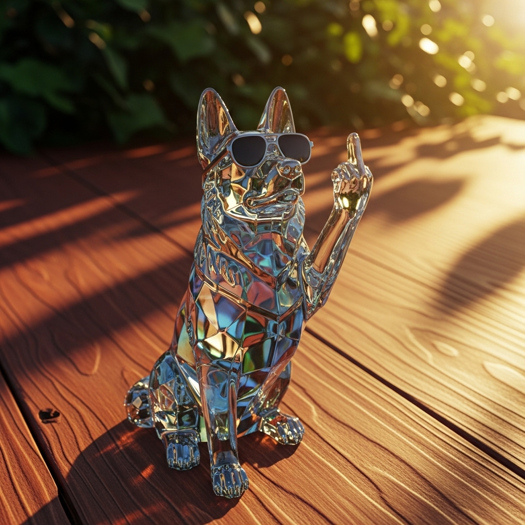 Crystal Middle Finger Dog Figurine