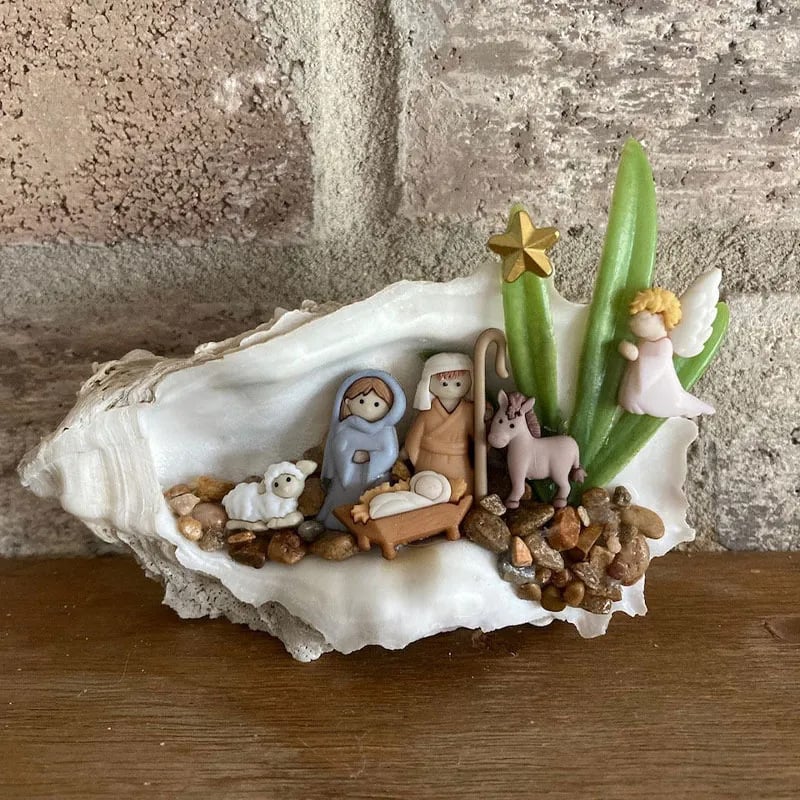 🎅2025 EARLY CHRISTMAS SALE -49% OFF🎁 - Handmade Nativity In An Oyster Shell Statue