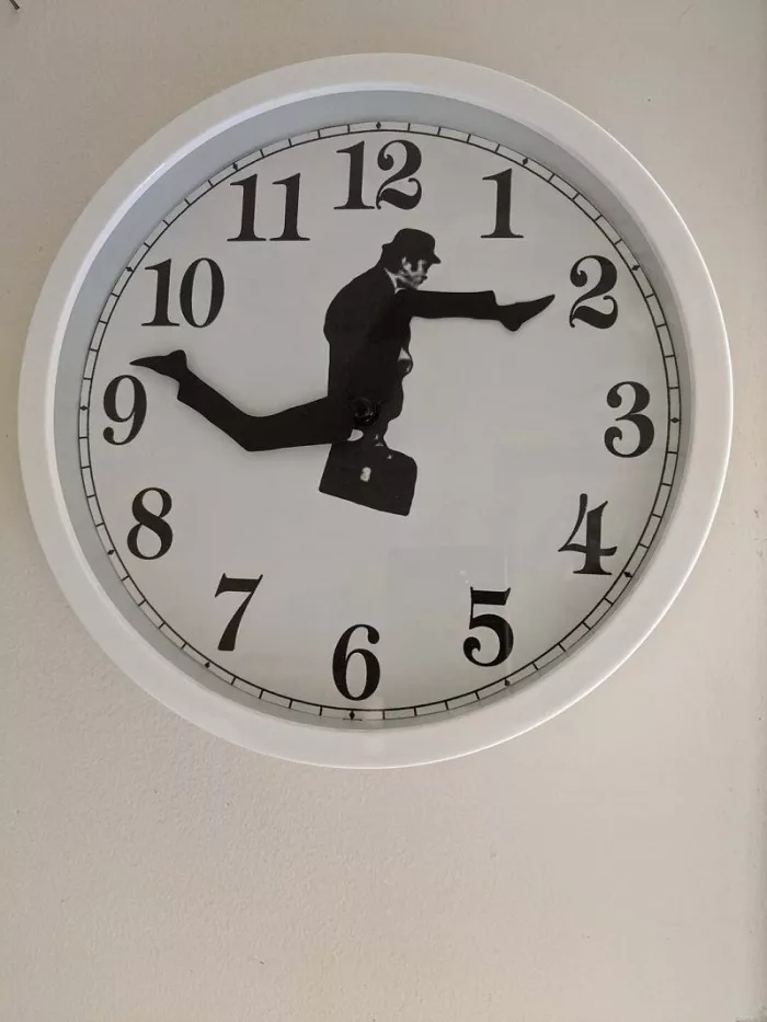 Monty Python inspired Silly Walk Wall Clock