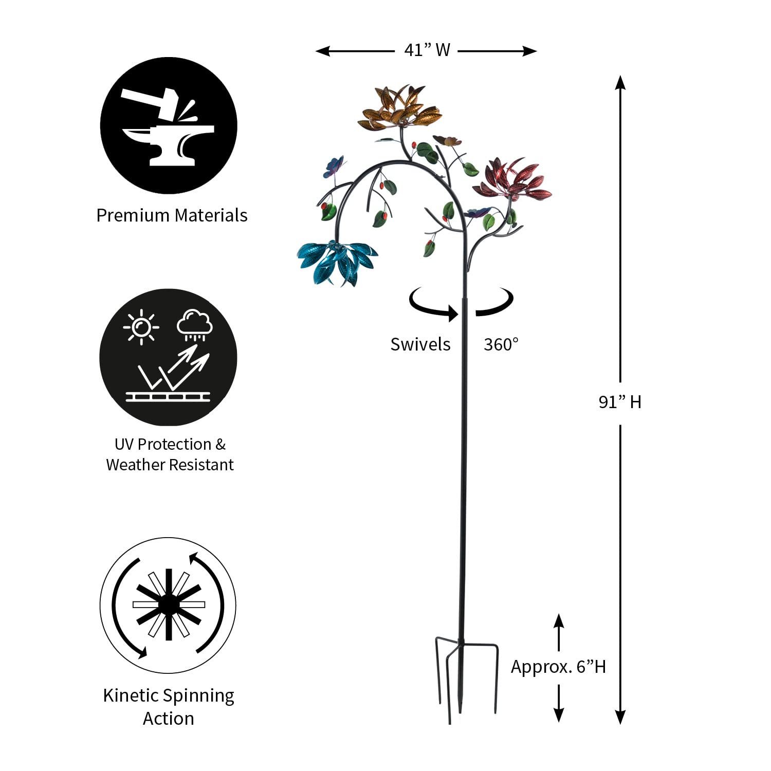 Last Day 70% OFF - Beautiful Summer Multi Colored Flowers Wind Spinner