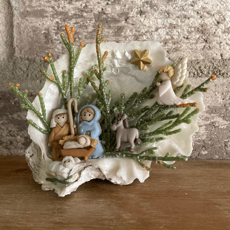 🎅2025 EARLY CHRISTMAS SALE -49% OFF🎁 - Handmade Nativity In An Oyster Shell Statue