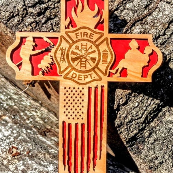 Best Gift for firefighter | Firefighter retirement | | Personalized Gift | Firefighter gift | wooden Cross, first responder