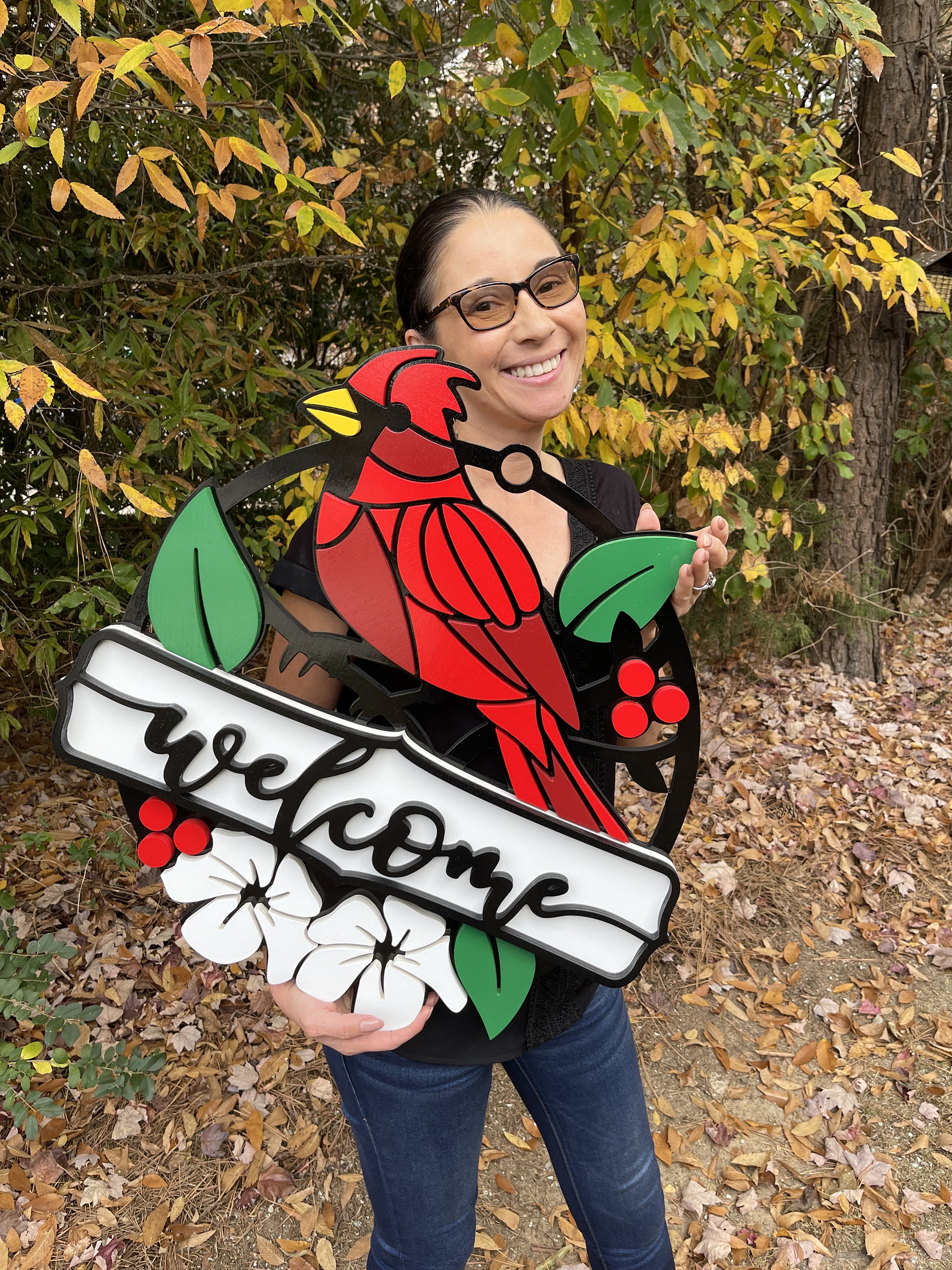 Cardinal Door Hanger Bird Decor For Bird Lover Gift Welcome Sign Bird Art