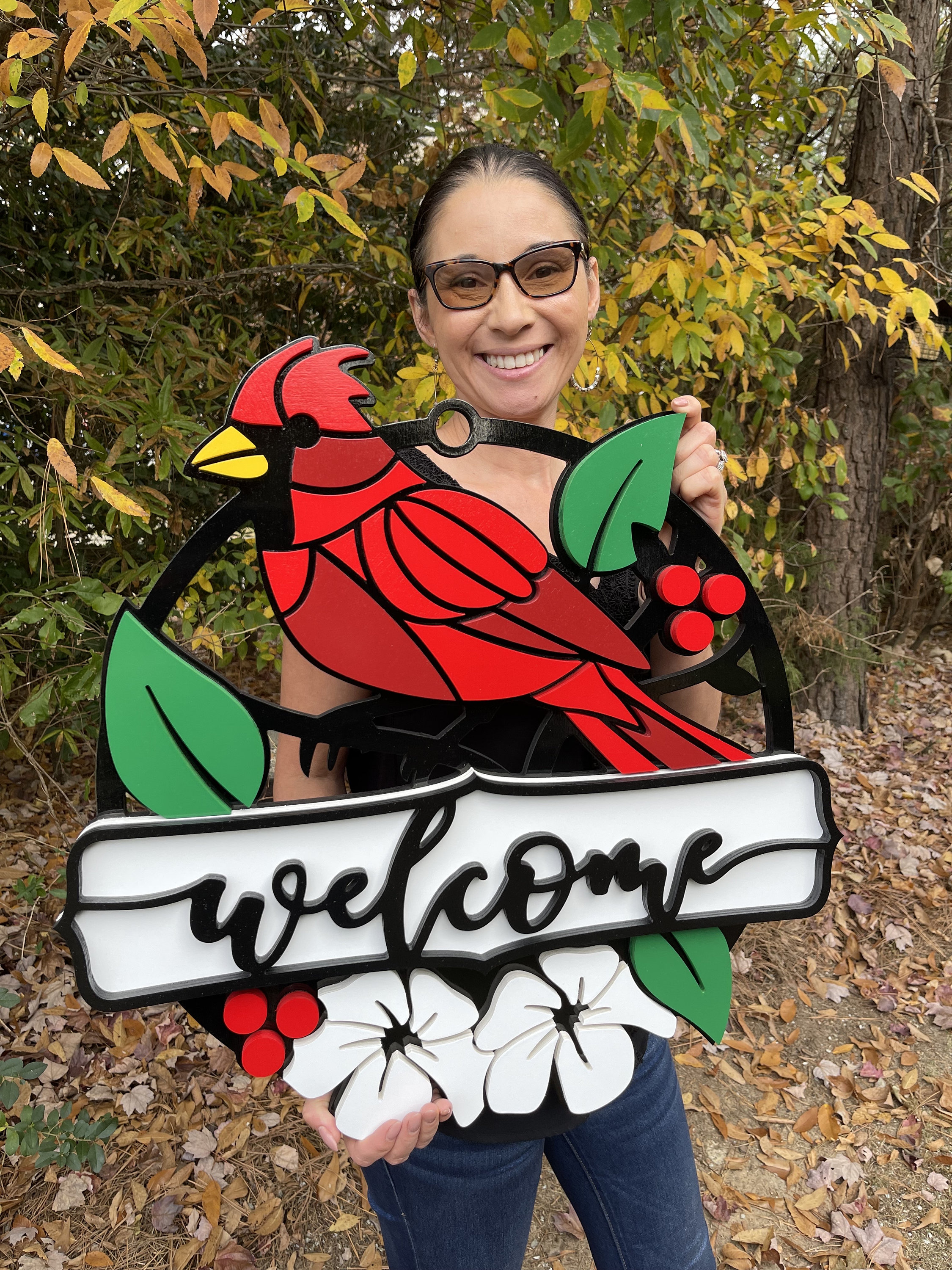 Cardinal Door Hanger Bird Decor For Bird Lover Gift Welcome Sign Bird Art