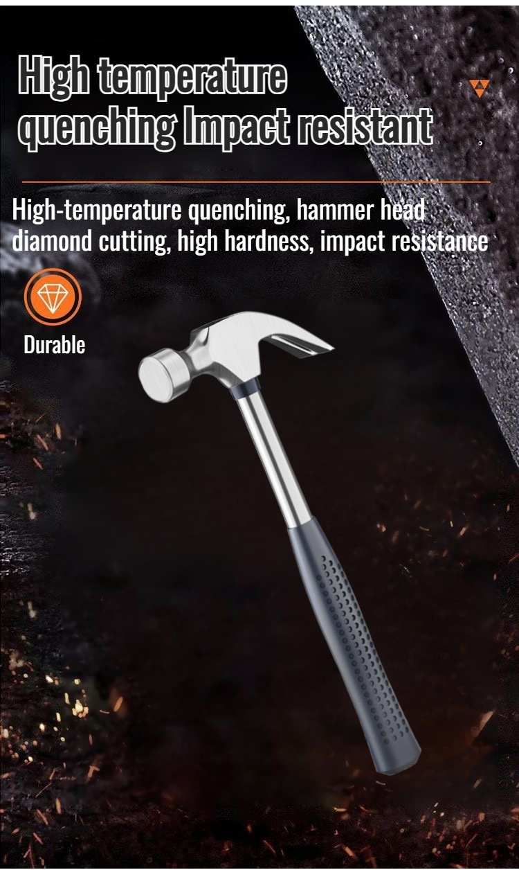 Household hammer in hand demonstrating anti-skid grip