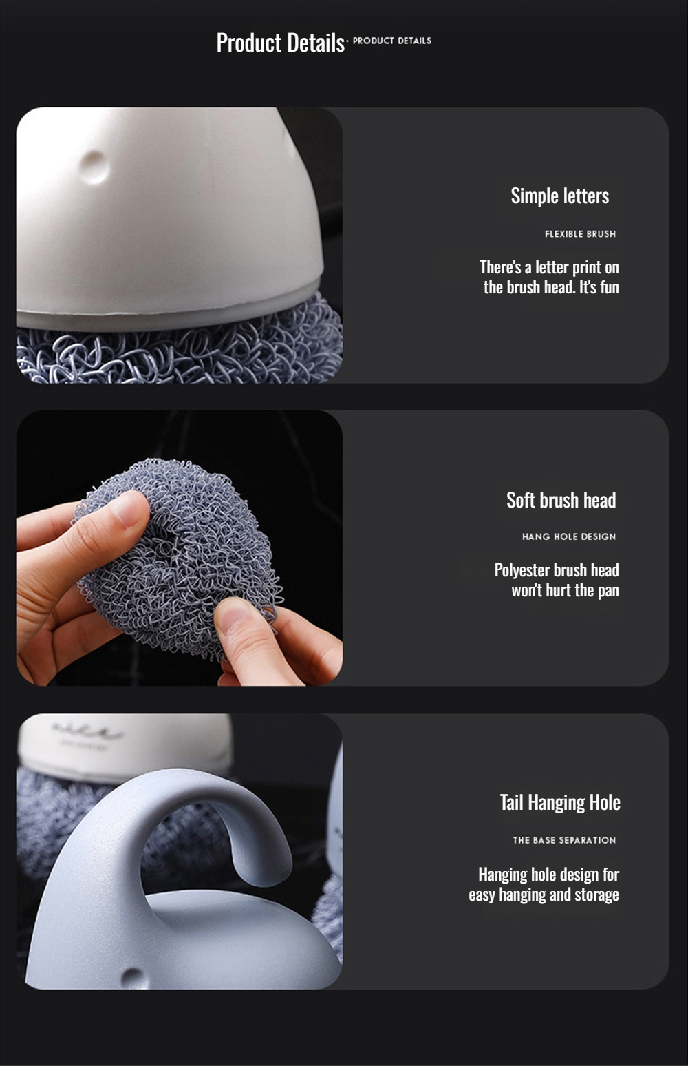 Chihuahua handle dish brush on countertop