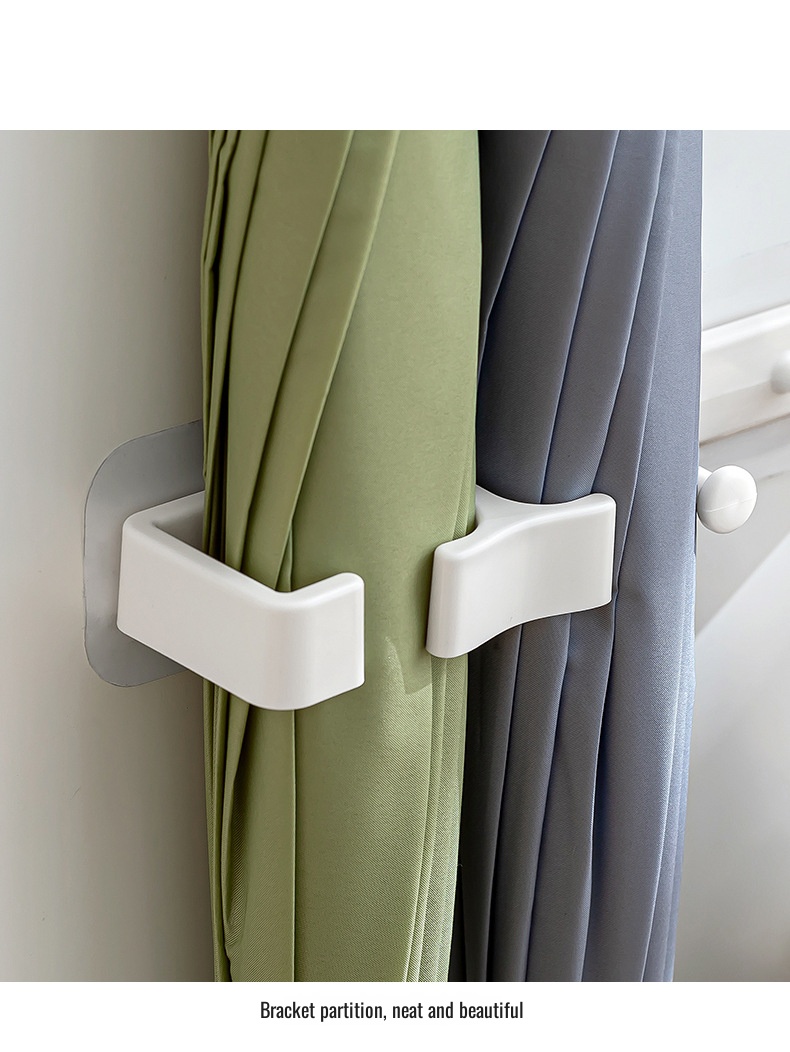 Wall-mounted rack holding multiple umbrellas