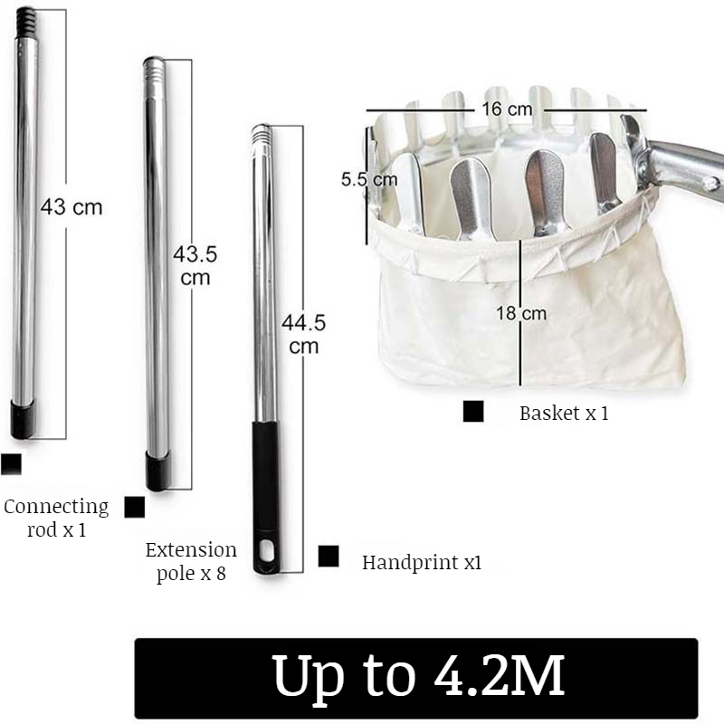 Retractable fruit picker tool with extendable handle