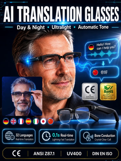 【Replaces 5 Ordinary Eyeglasses】Smart Vision AI Electrochromic Glasses | All-Range Optical Autofocus & 4K Camera | 72-Day Ultra Long Battery ✨