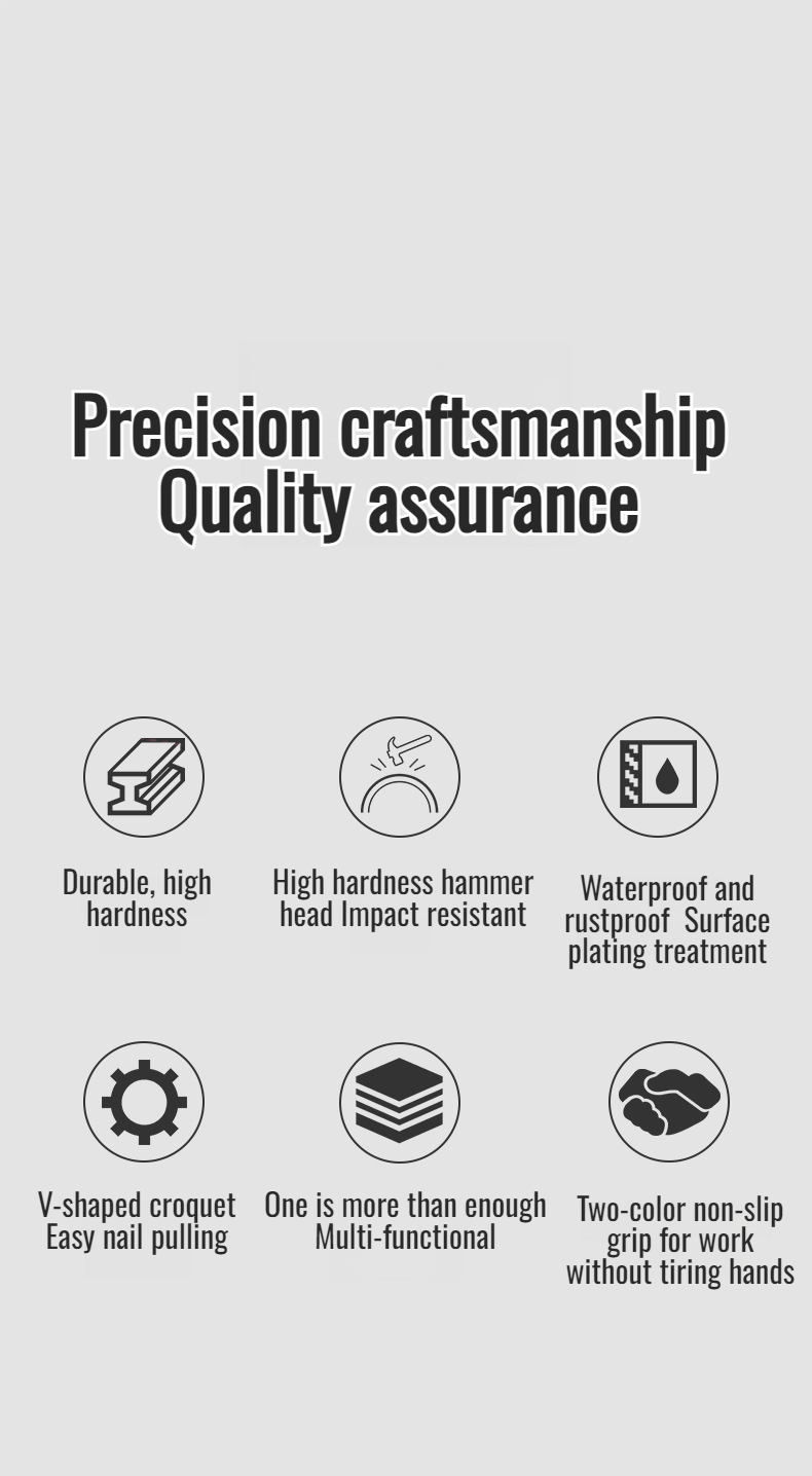 Close-up of the round head hammer's non-slip ergonomic handle