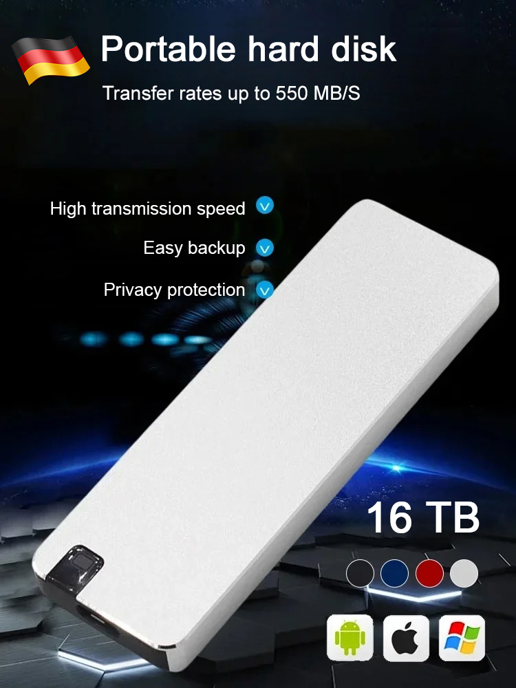 【Mobile Solid State Drives】16TB große Kapazität, Übertragungsgeschwindigkeit 1GB/s, Übertragung von zehn Filmen in einer Minute!