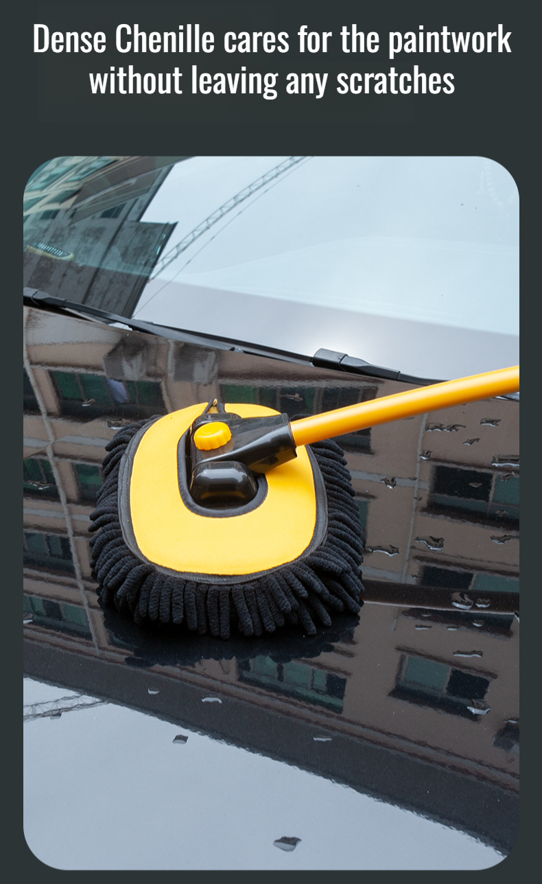 Easy to use retractable car wash mop for all vehicles
