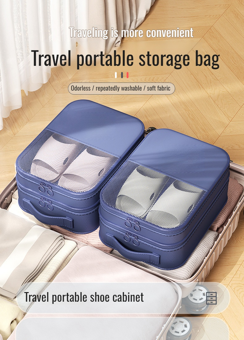 Portable travel slipper storage bag set