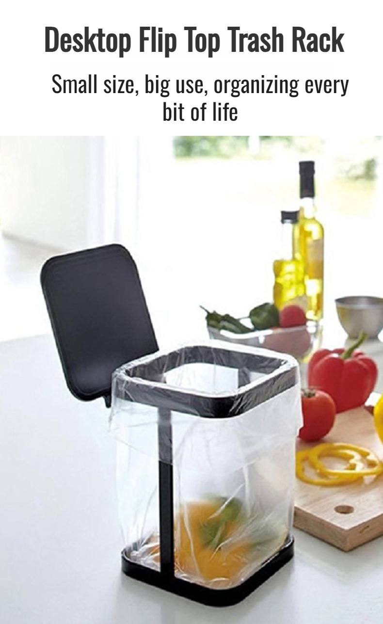 Japanese style mini desktop trash can with flip cover