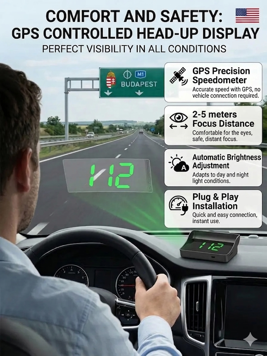 【Free shipping】Smart AI HUD Display 🚗 | Fighter Jet Tech | GPS Speedometer | Safe Night Vision 👁️