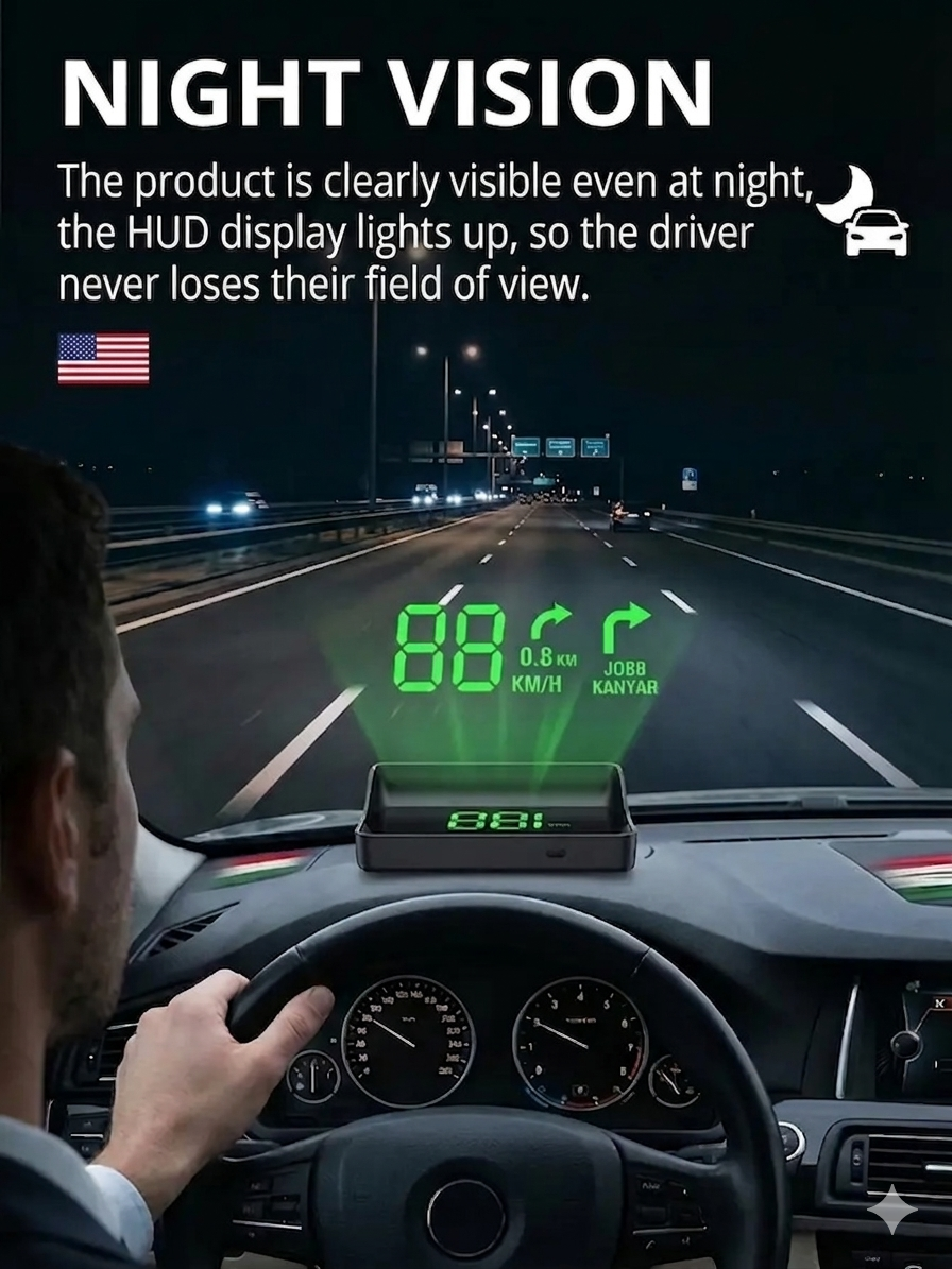 【Free shipping】Smart AI HUD Display 🚗 | Fighter Jet Tech | GPS Speedometer | Safe Night Vision 👁️
