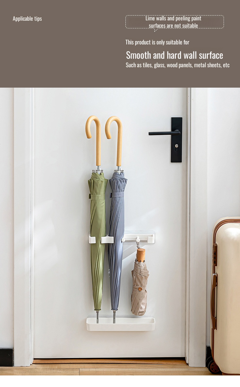 Wall-mounted umbrella rack installed at home entrance