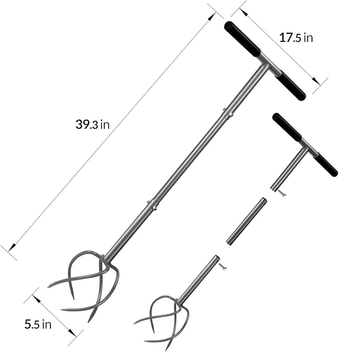 Gartenkralle mit 4 Zinken Kultivator Erdkralle und Handgriff Gardenclaw Twist Tiller Vertikutierer und Unkrautentferner in einem Gerät höhenverstellbar Gartenfräse für Gartenbeet