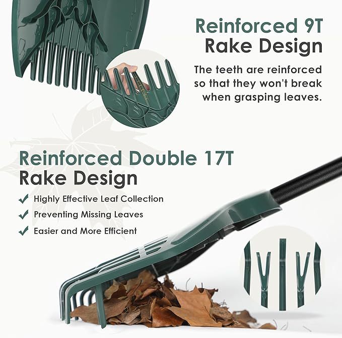 Gartengeräte Set Gartenarbeitsset mit Rechen Garten 160cm,Laubrechen Handschuhe Gartenabfallsack Geschenke für Gartenliebhaber