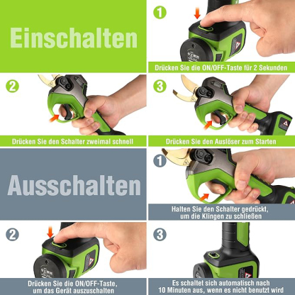 12V Akku Astschere mit bürstenlosem Motor und 2 Akku, Professionelle elektrische Gartenschere mit Koffer, akku Heckenschere Baumschere für Garten, Äste und Obstbäume