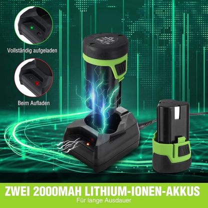12V Akku Astschere mit bürstenlosem Motor und 2 Akku, Professionelle elektrische Gartenschere mit Koffer, akku Heckenschere Baumschere für Garten, Äste und Obstbäume