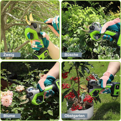 12V Akku Astschere mit bürstenlosem Motor und 2 Akku, Professionelle elektrische Gartenschere mit Koffer, akku Heckenschere Baumschere für Garten, Äste und Obstbäume