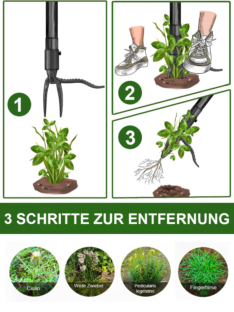 【Empfohlen von Garten.schule】👍Abnehmbarer vertikaler Unkrautentferner ohne Bücken