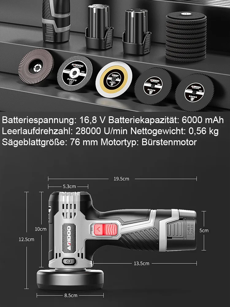 [Intelligente Digitalanzeige] Der All-in-One Kabellose High-Speed Winkelschleifer