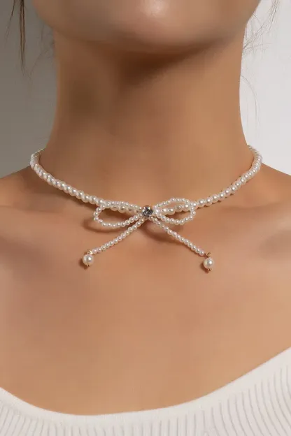 Fashion Bow Pearl Necklace