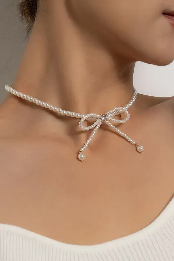 Fashion Bow Pearl Necklace