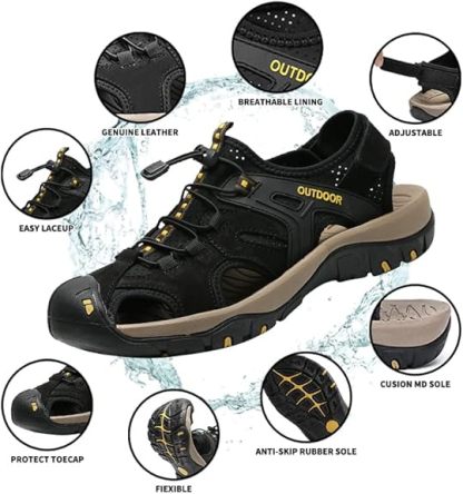 Men's Orthopedic Support Quick Dry Sport Sandals Non-Slip Lightweight Hiking Sandals