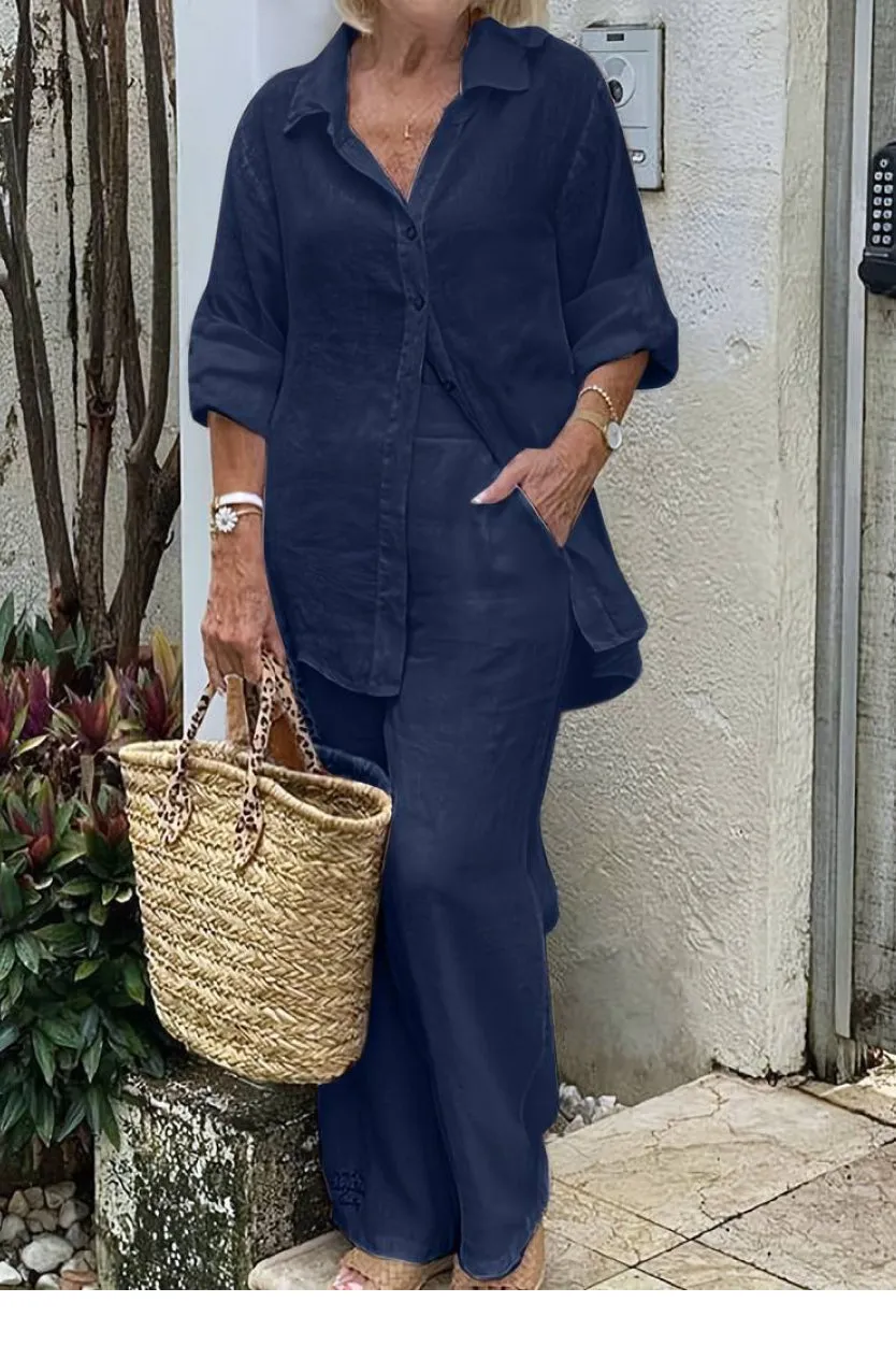 Relaxed Shirt & Trousers Two-Piece Set.