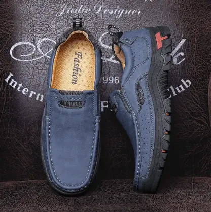 🔥Men's Casual Non-Slip Comfy Breathable Leather Slip On Lofers