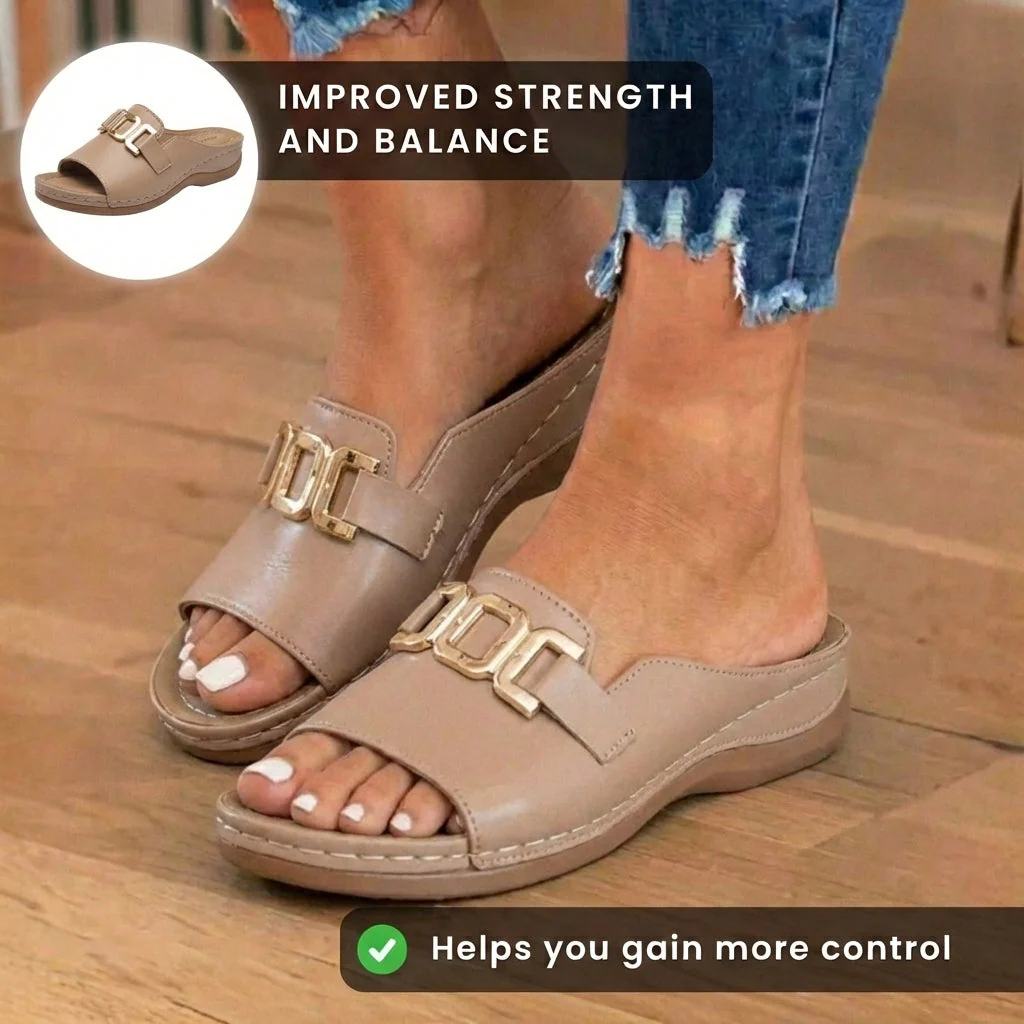 Casual Women's Fashionable Simple Metal Buckle Wedge Platform Sandals