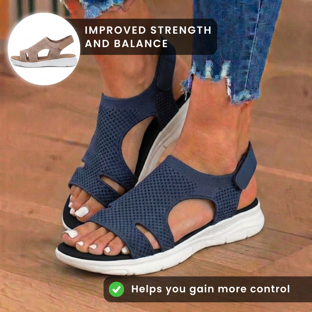 Orthopedic Knit Platform Sandals - Cutout Design & Slingback Strap