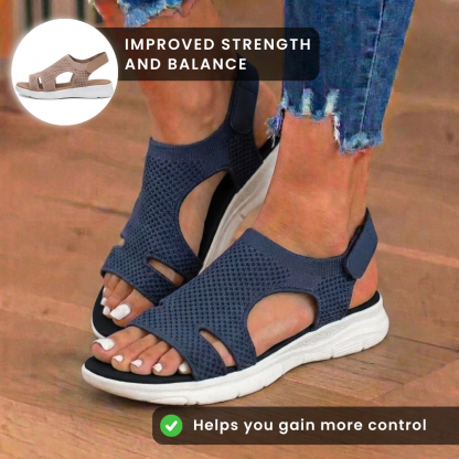 Orthopedic Knit Platform Sandals - Cutout Design & Slingback Strap