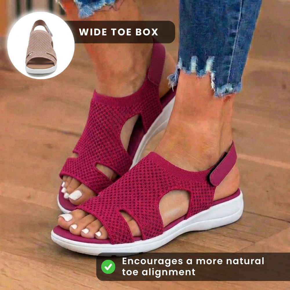 Orthopedic Knit Platform Sandals - Cutout Design & Slingback Strap