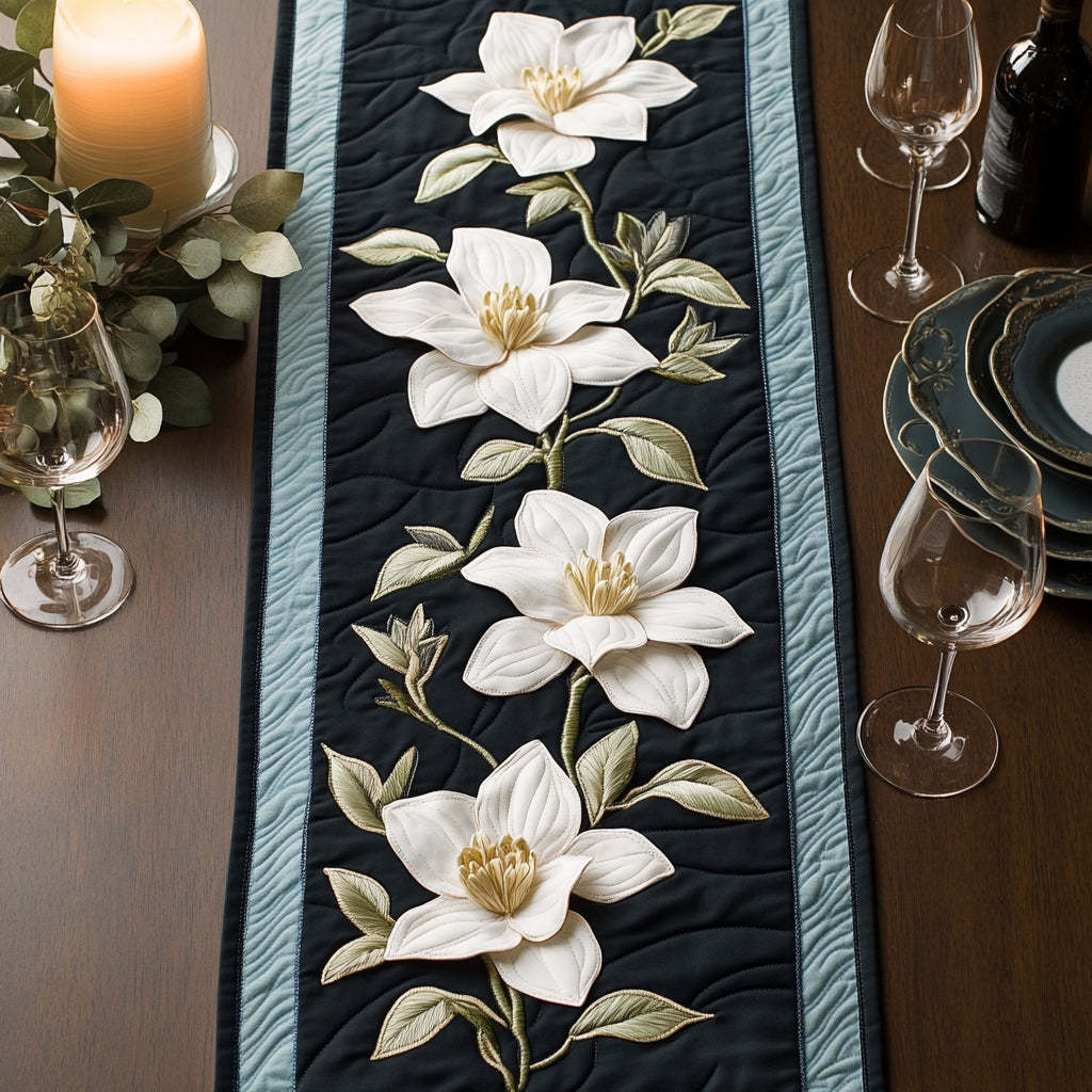 Magnolia Flower Quilted Table Runner NCU0VT122