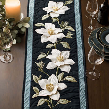 Magnolia Flower Quilted Table Runner NCU0VT122