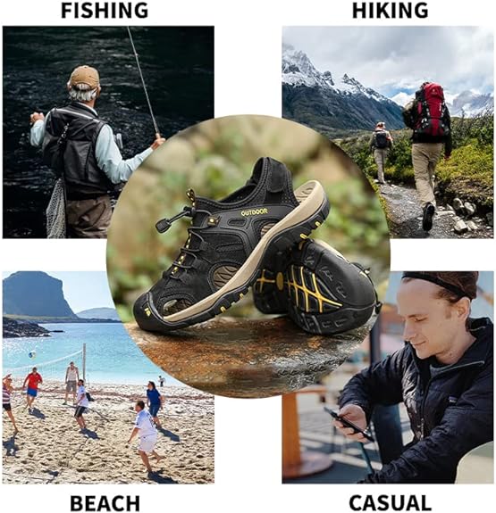 Men's Orthopedic Support Quick Dry Sport Sandals Non-Slip Lightweight Hiking Sandals