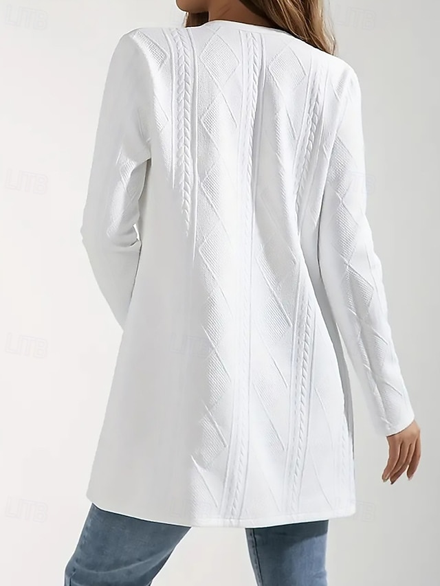 Comfortable, breathable jacquard, stylish, everyday solid color, outdoor single-breasted round neck regular fit long-sleeved jacket