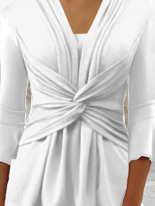 Casual Plain Regular Fit V Neck Top